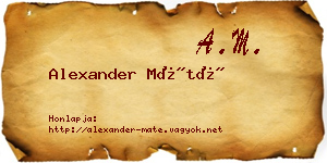 Alexander Máté névjegykártya