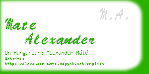 mate alexander business card