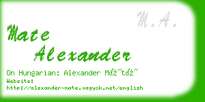 mate alexander business card